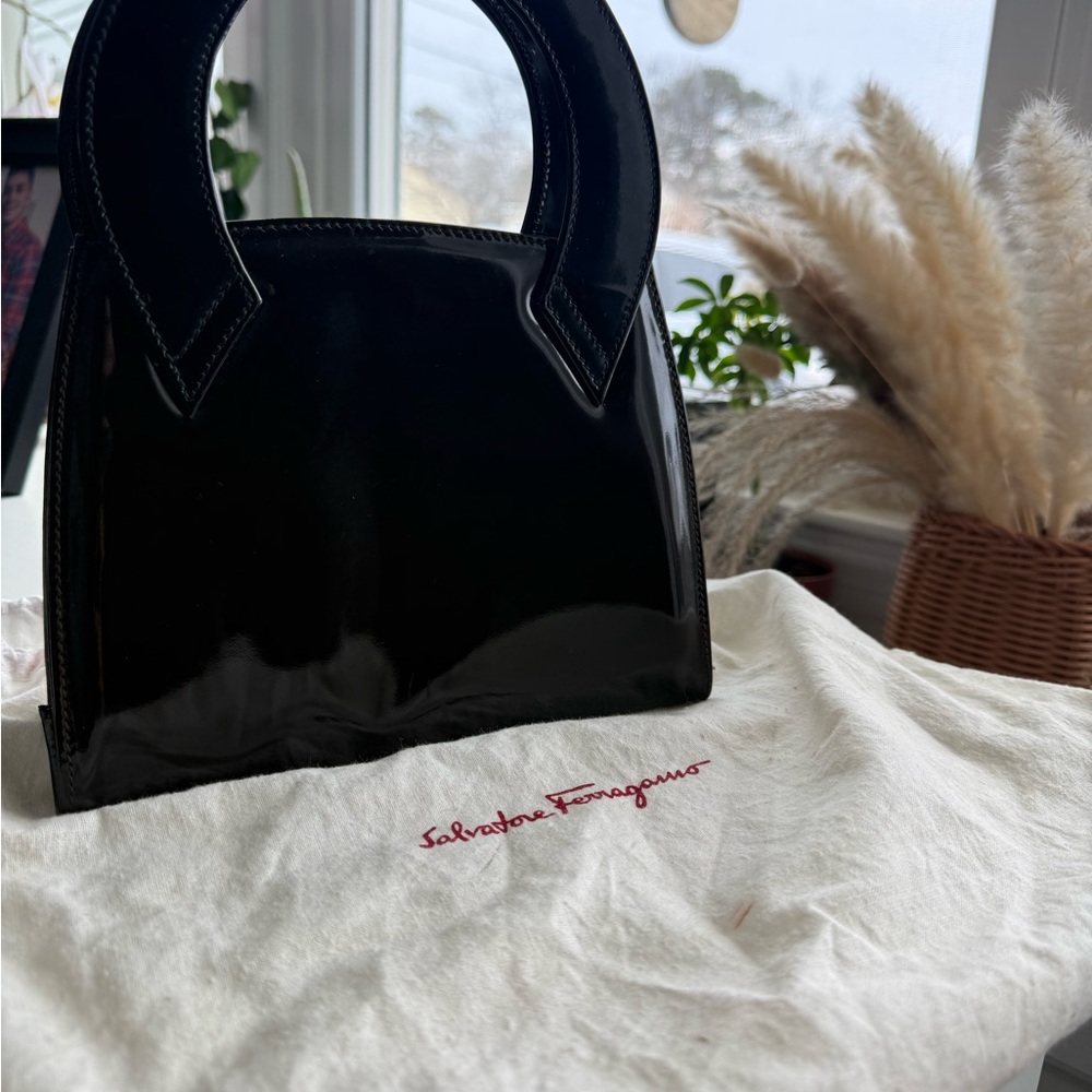 Salvatore Ferragamo Glossy Black Mini Bag